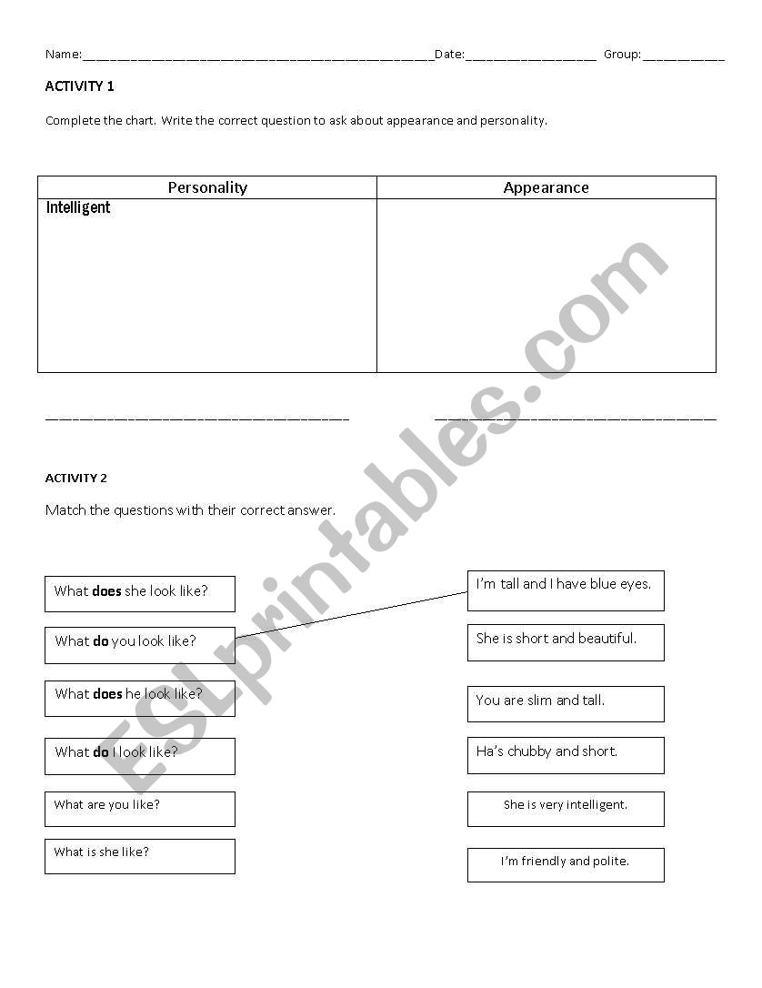 Adjectives worksheet