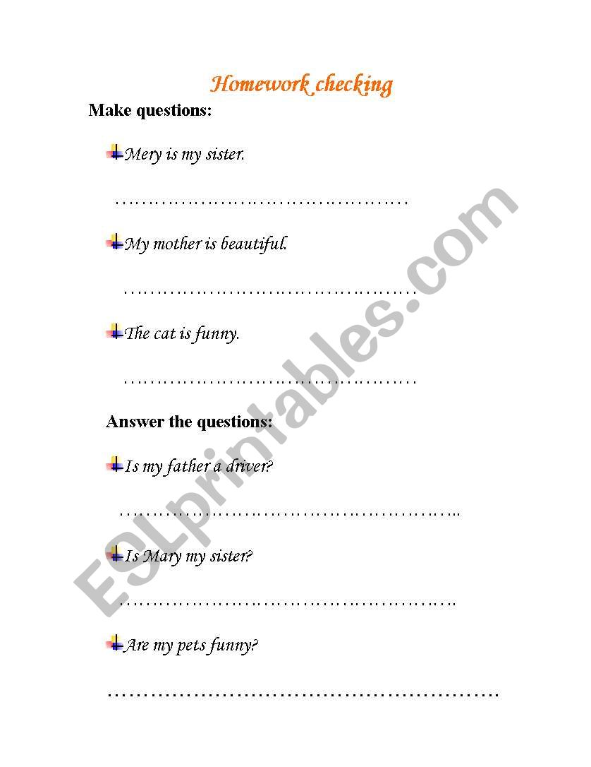 check the verb to be worksheet