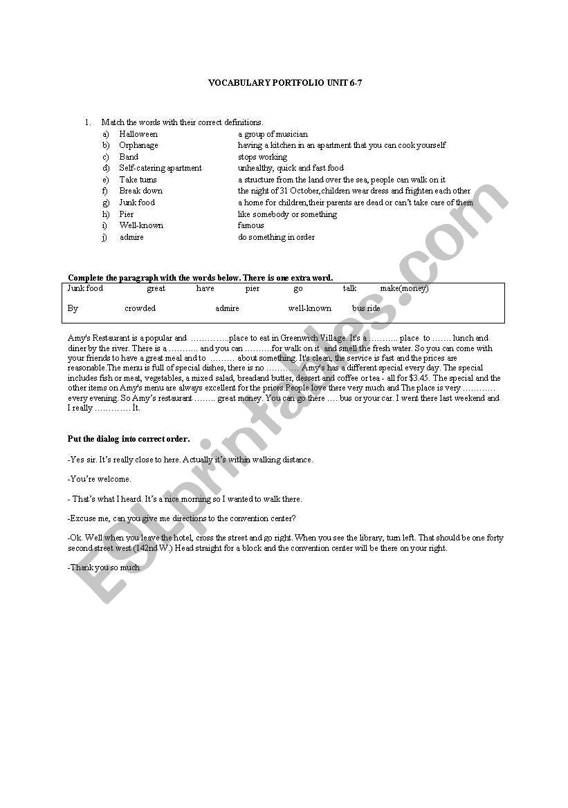 Vocabulary Exercise worksheet