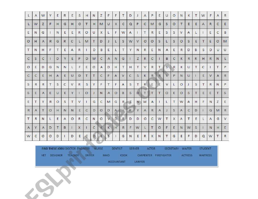 Word Search worksheet