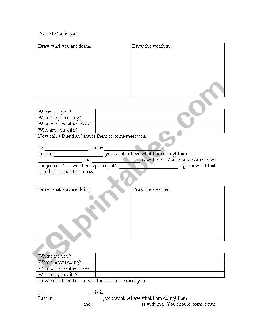 Present Continuous worksheet