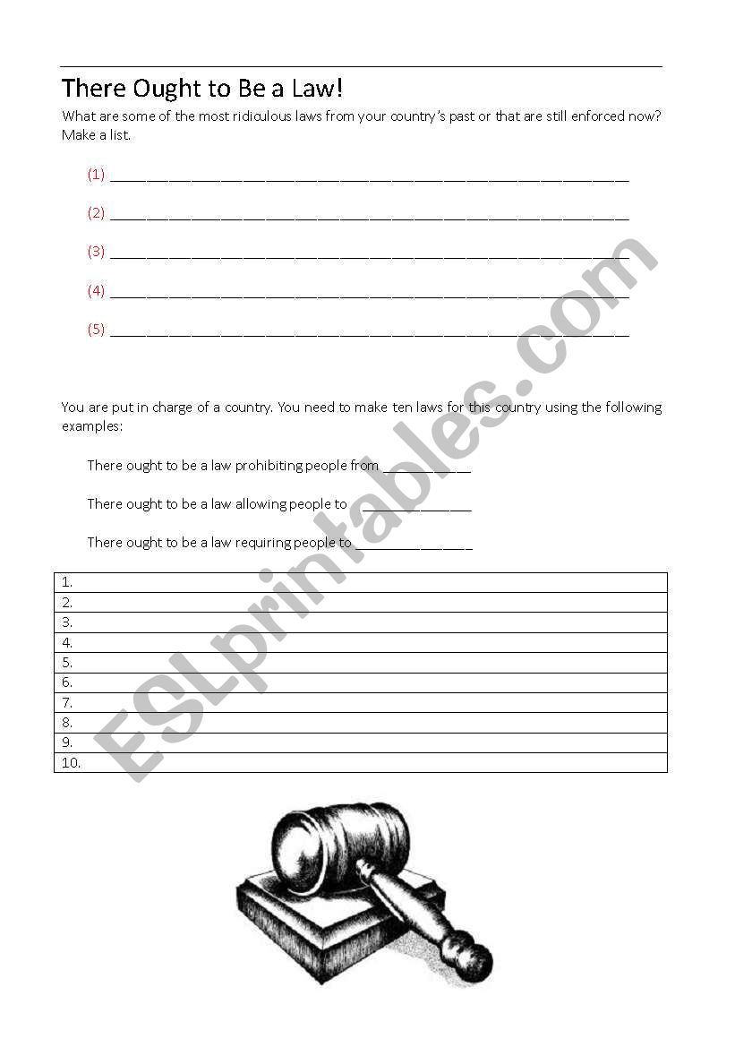 Laws worksheet