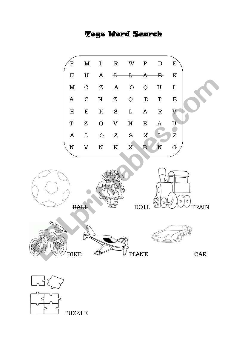 Toys Word Search worksheet