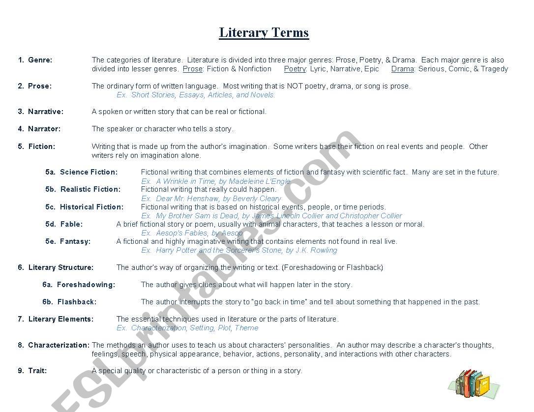 Literary Terms worksheet