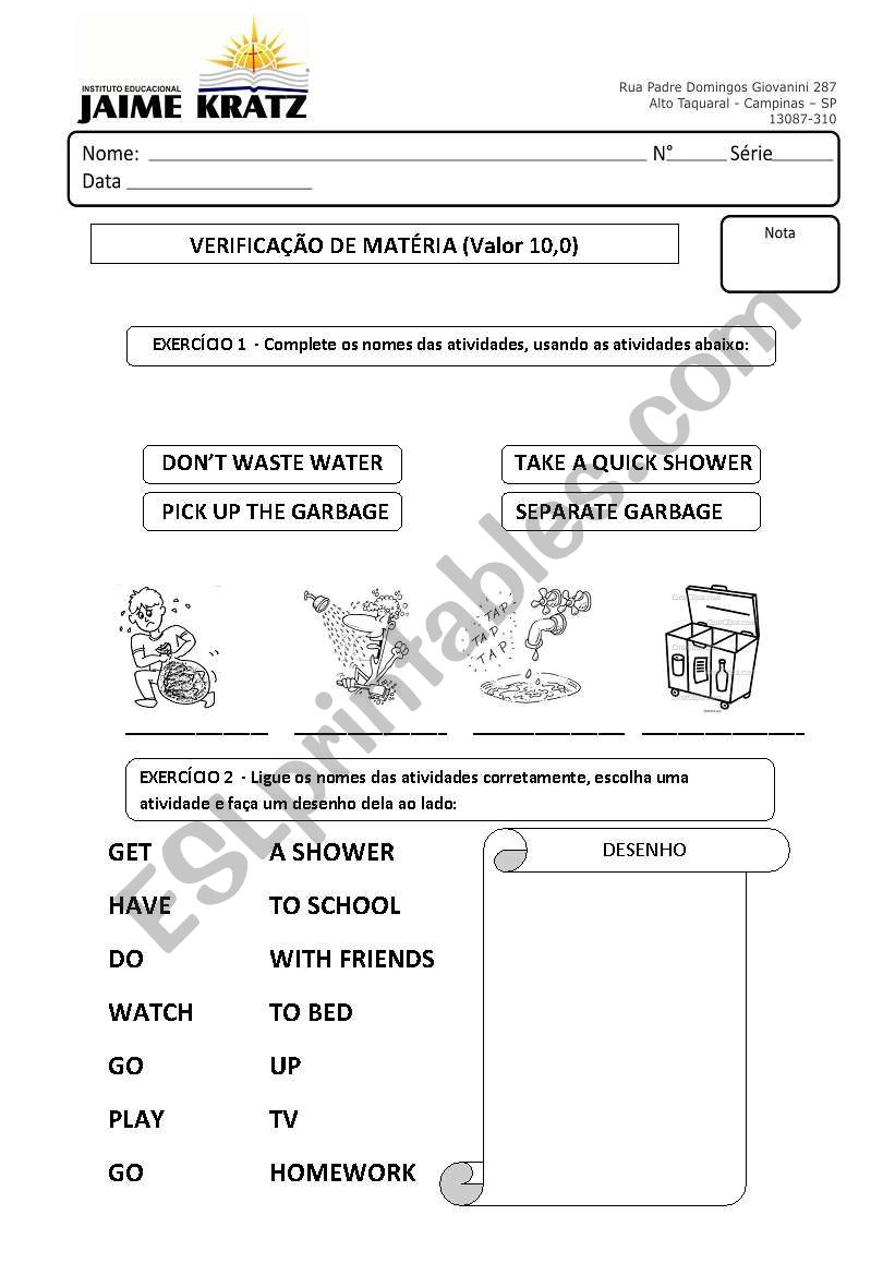 Test for 4th Grade worksheet