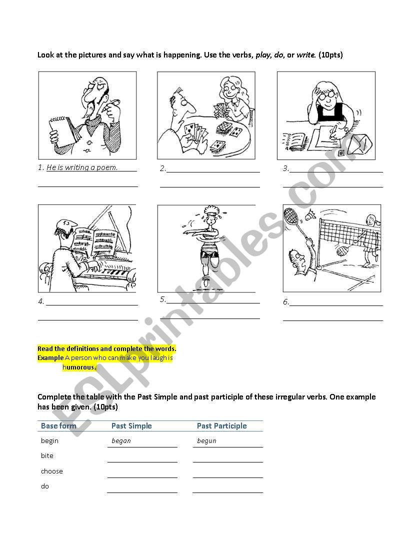 Intermediate Test Idea worksheet