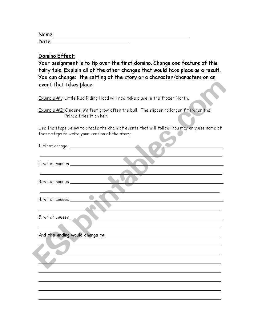 Domino Effect worksheet