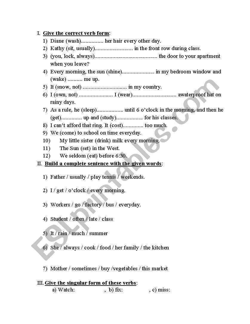grammar exercise worksheet