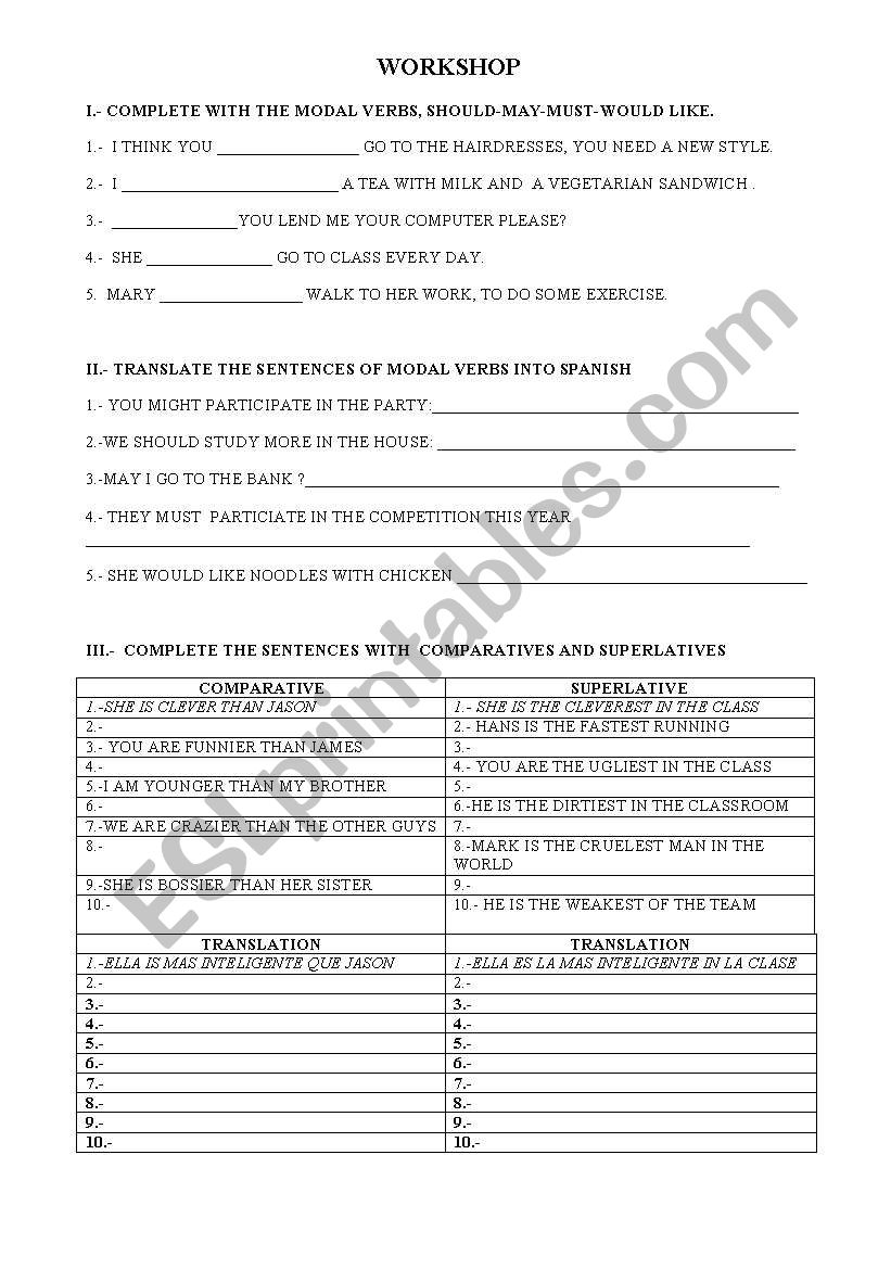 COMPARATIVES AND SUPERLATIVES worksheet