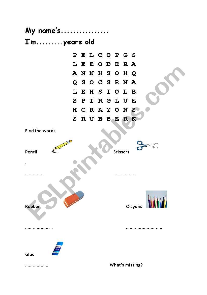 class room vocabulary worksheet