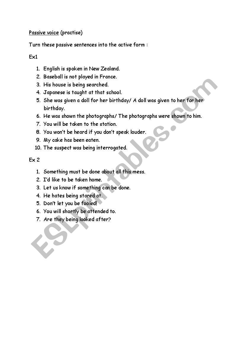 Passive voice worksheet