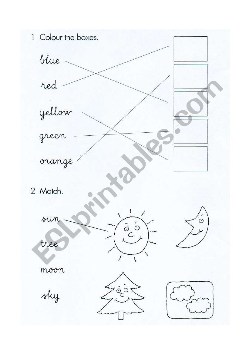 Colour the boxes worksheet