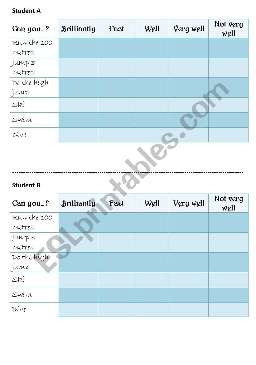 Can you...? worksheet