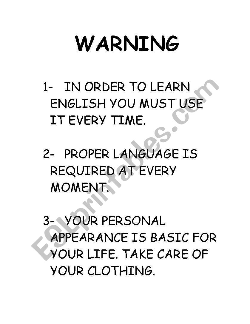 Classroom rules worksheet