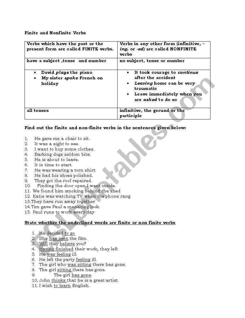 Grade 5 Grammar Lesson 3 Verbs Finite And Non Finite Grammar Lessons 