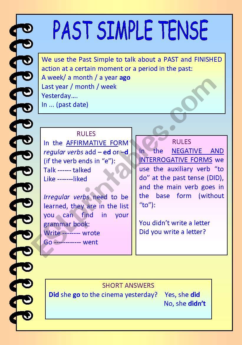 Past Simple Tense Worksheet Interactive Worksheet Simple Past Tense Riset