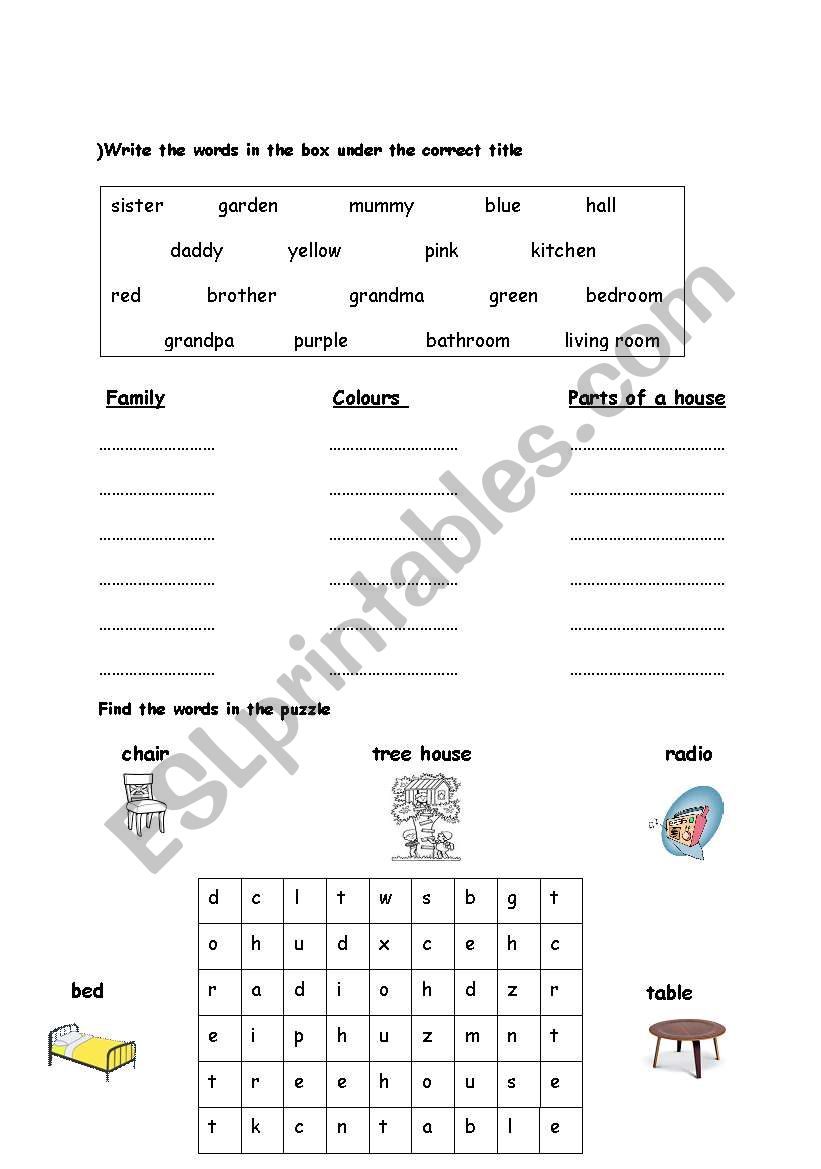 categorizing worksheet