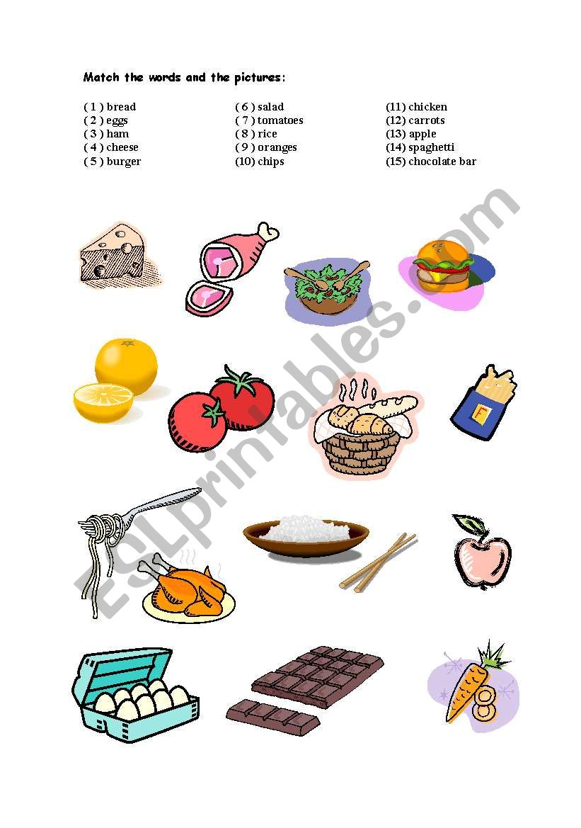 Food vocabulary worksheet