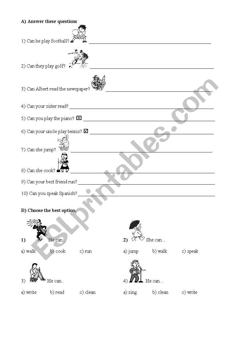 English worksheets: CAN - CAN´T