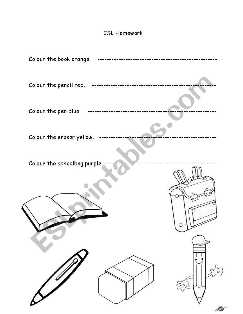 Schoolbag items worksheet