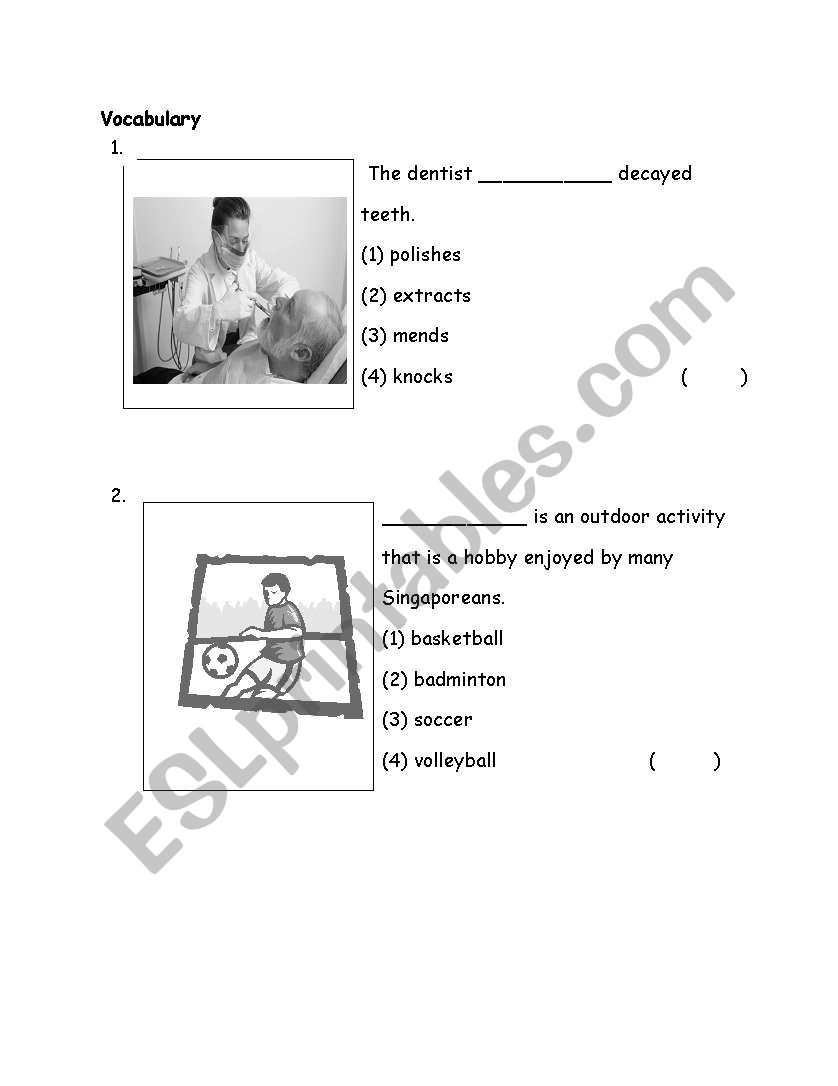 Vocabulary for grade 1 worksheet