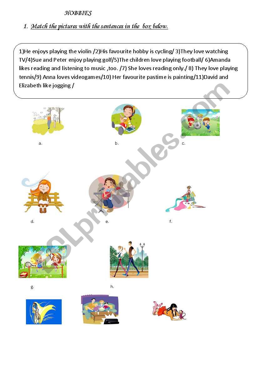 HOBBIES worksheet