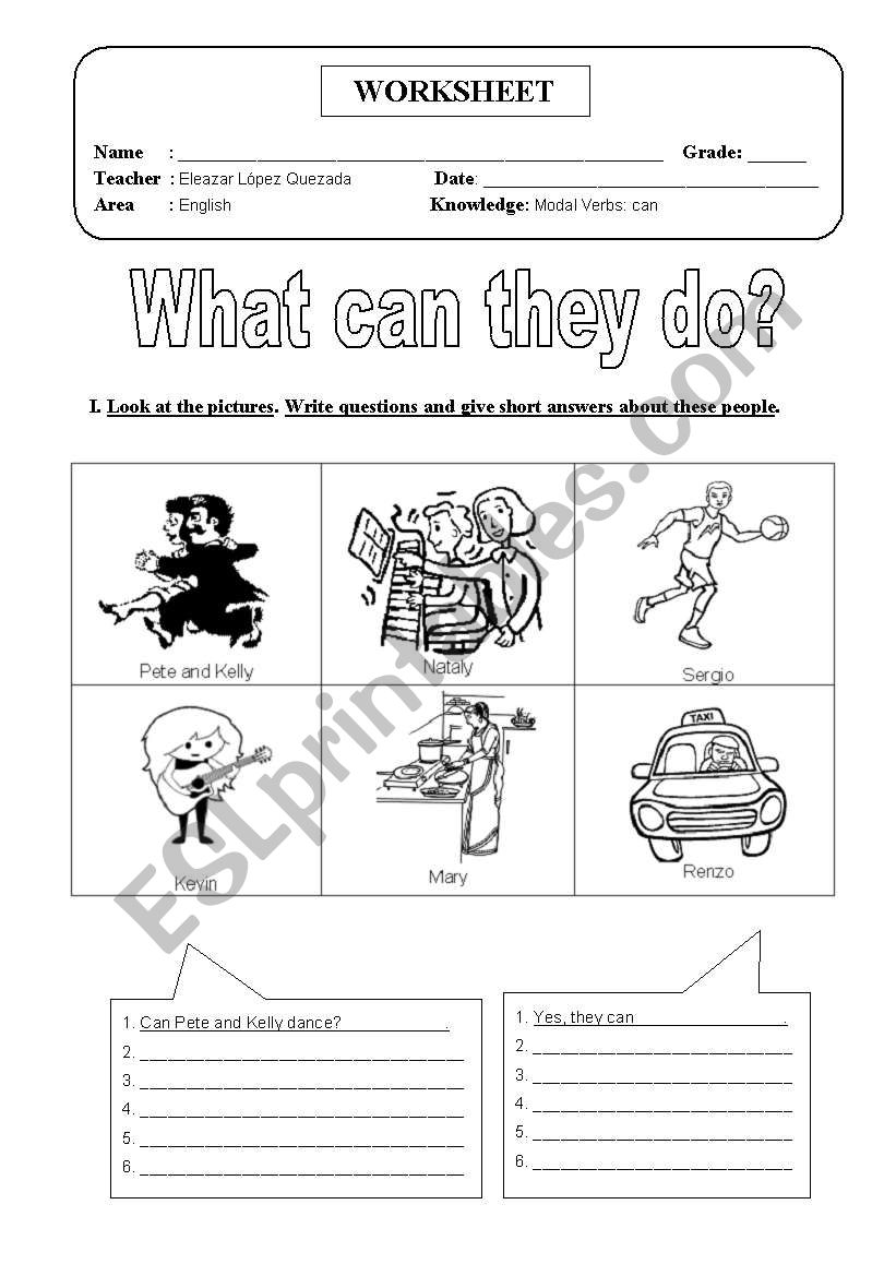 What can they do? worksheet