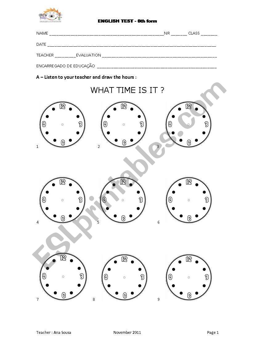  daily routine - test worksheet