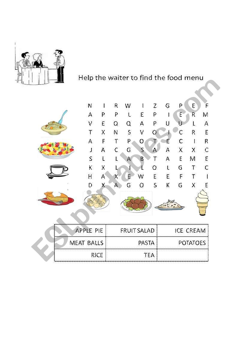 food  worksheet