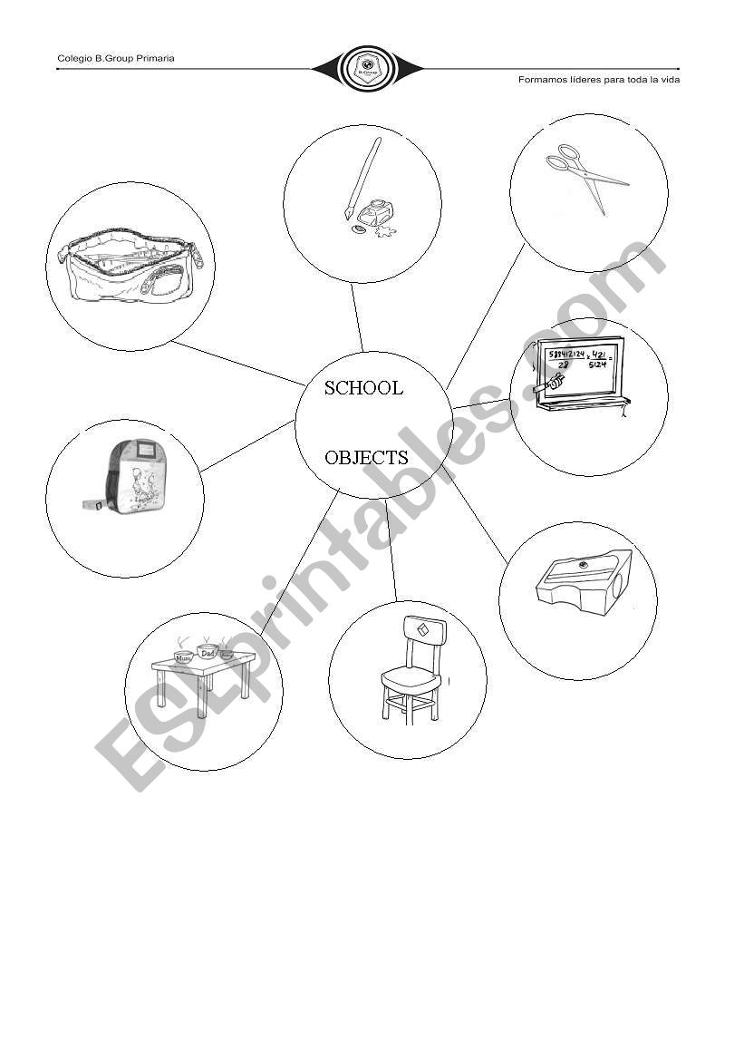 school objects worksheet