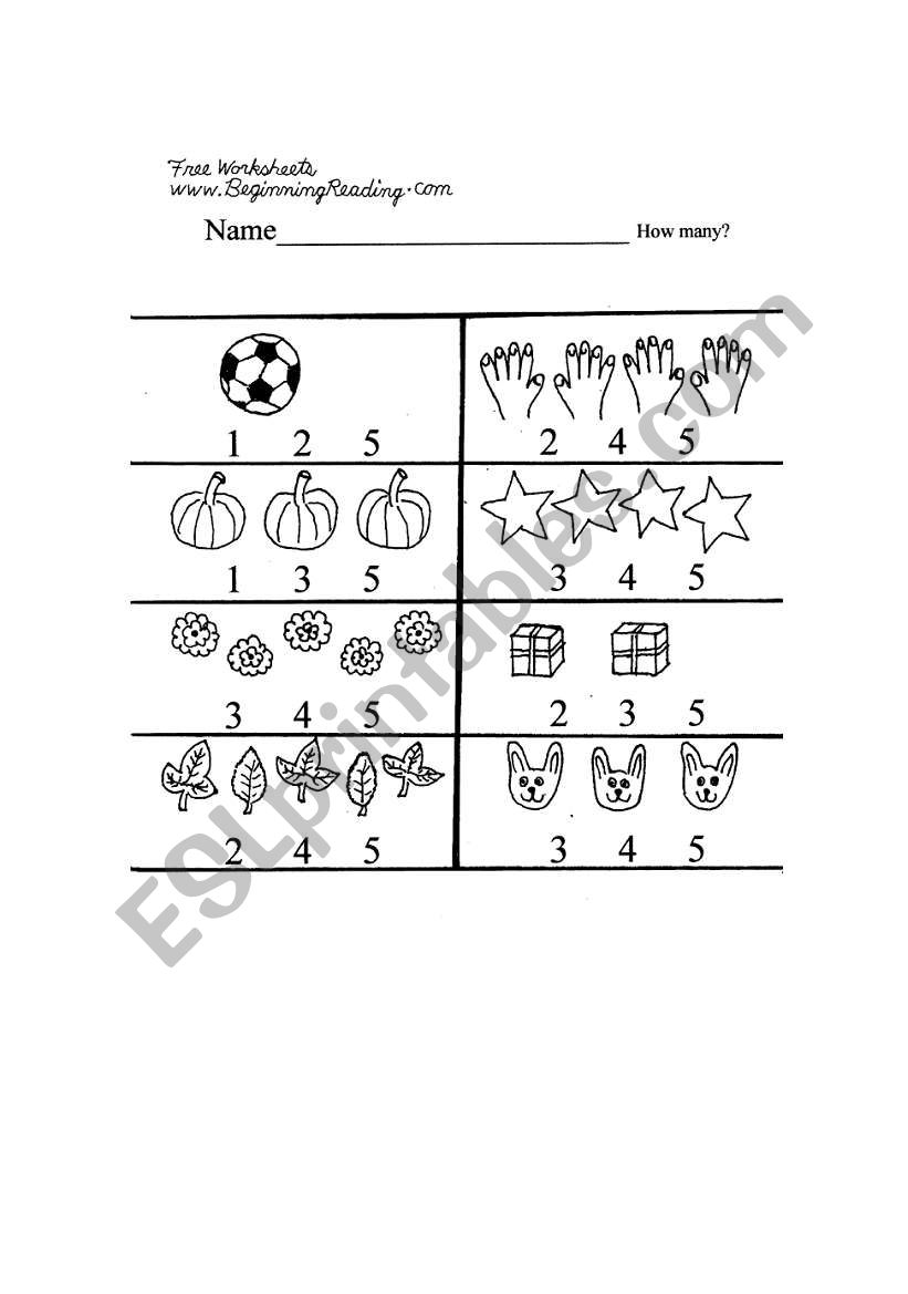 counting to 5 worksheet