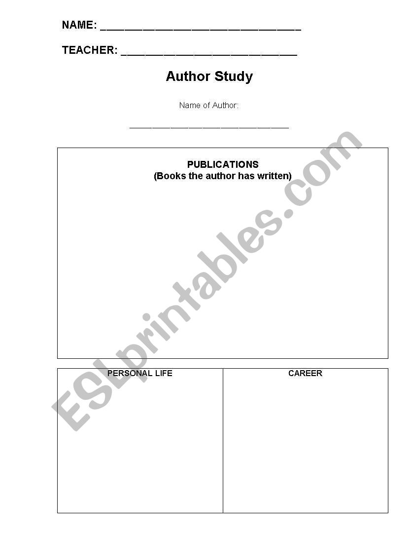 Author Study Graphic Organizer