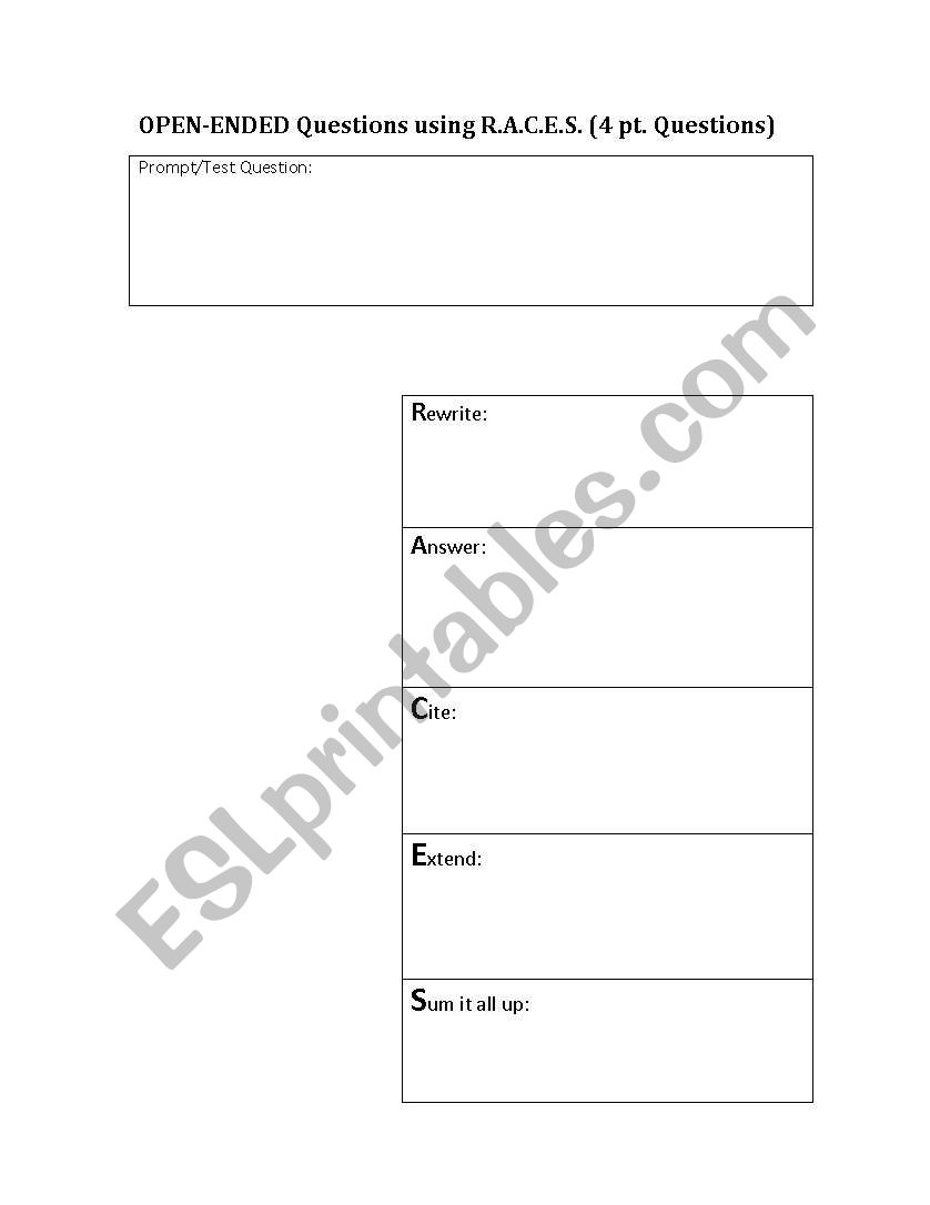 Graphic Organizer to teach constructed responses