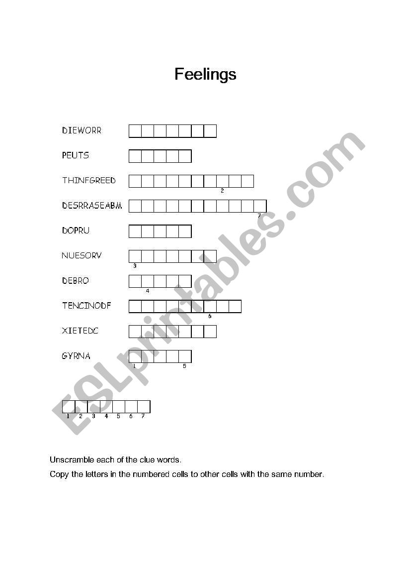 Feelings Puzzle worksheet