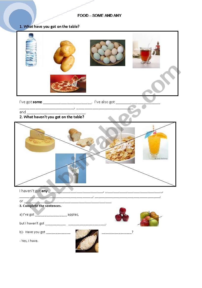 SOME ANY FOOD worksheet