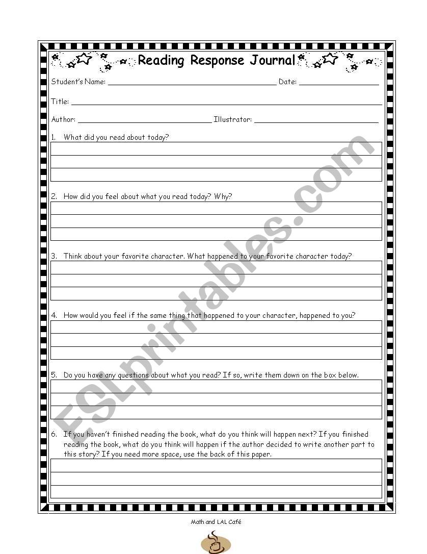 read journal worksheet worksheet