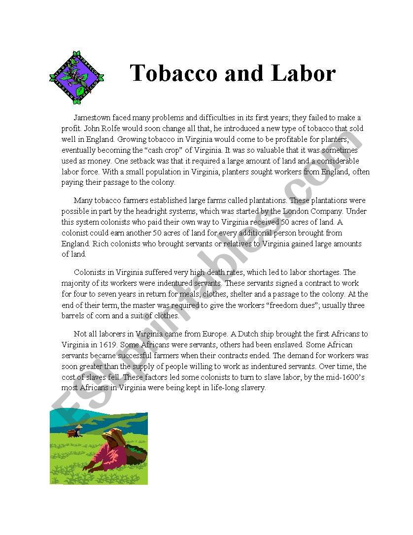 Tobacco and Labor worksheet