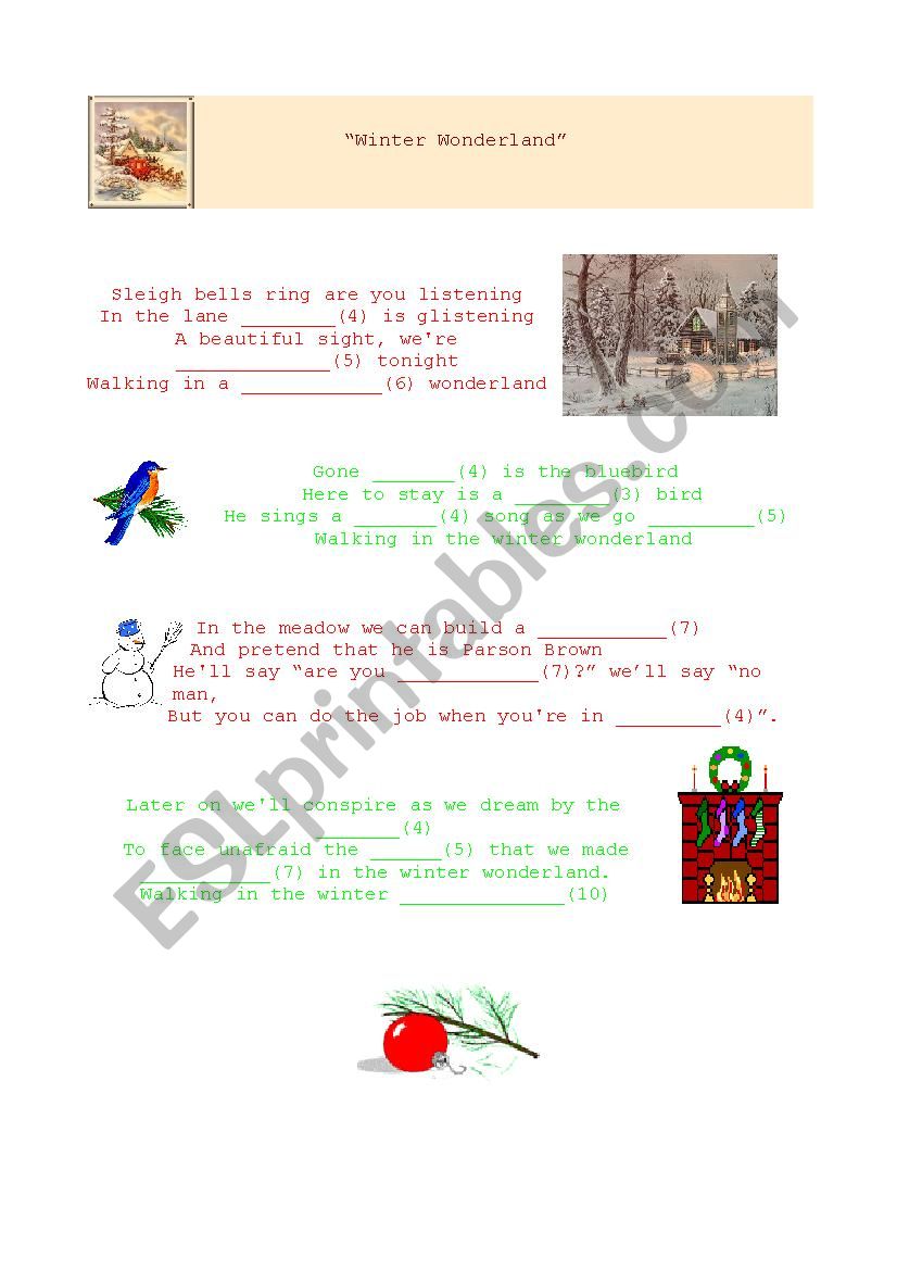 Winter Wonderland Song Gap Fill