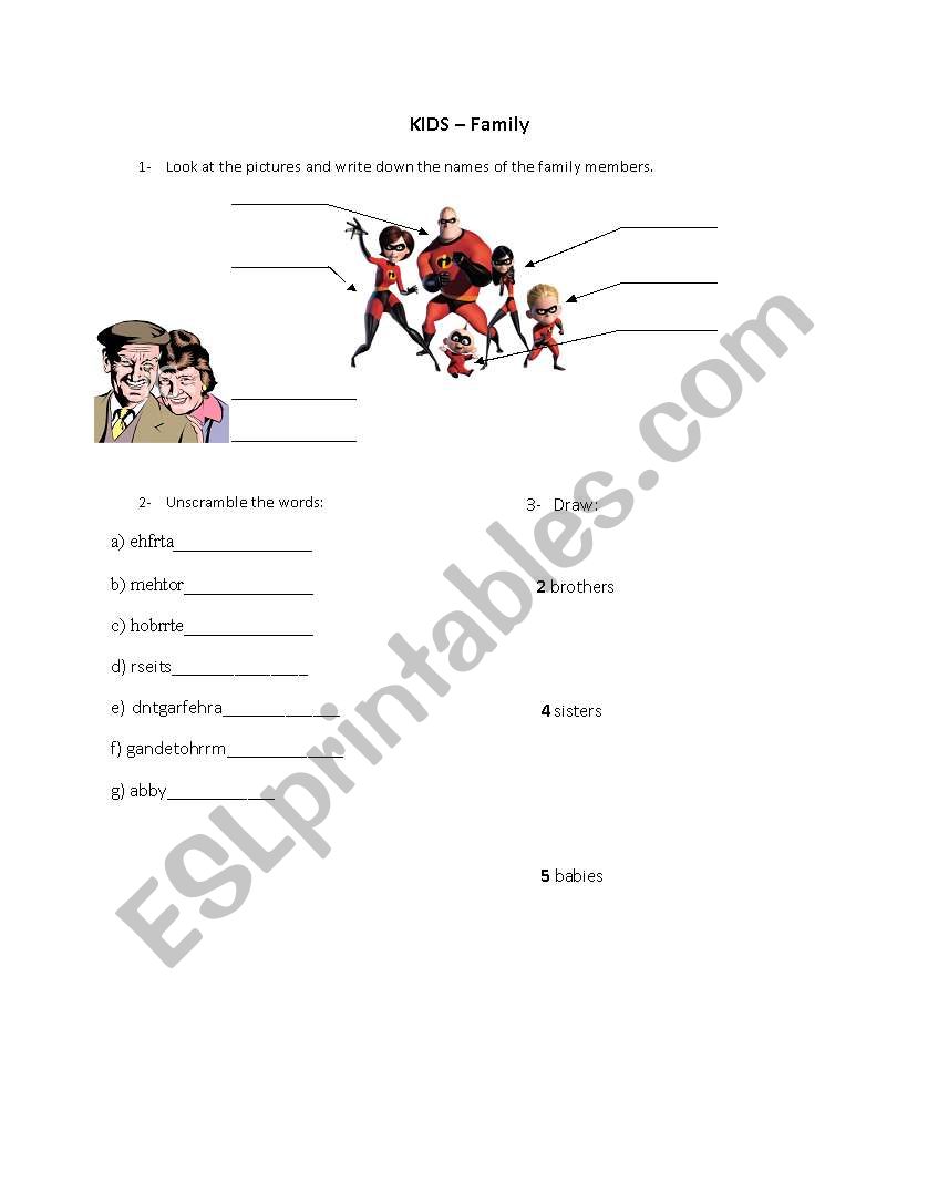 Family -Kids worksheet