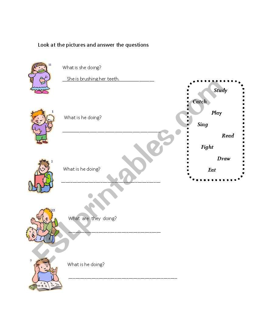 Present Continuous Tense Exercise