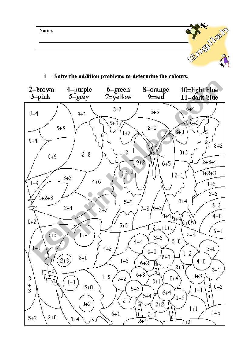 colours addition worksheet