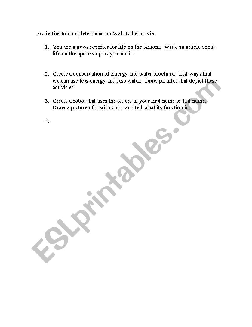 wall-e worksheet worksheet