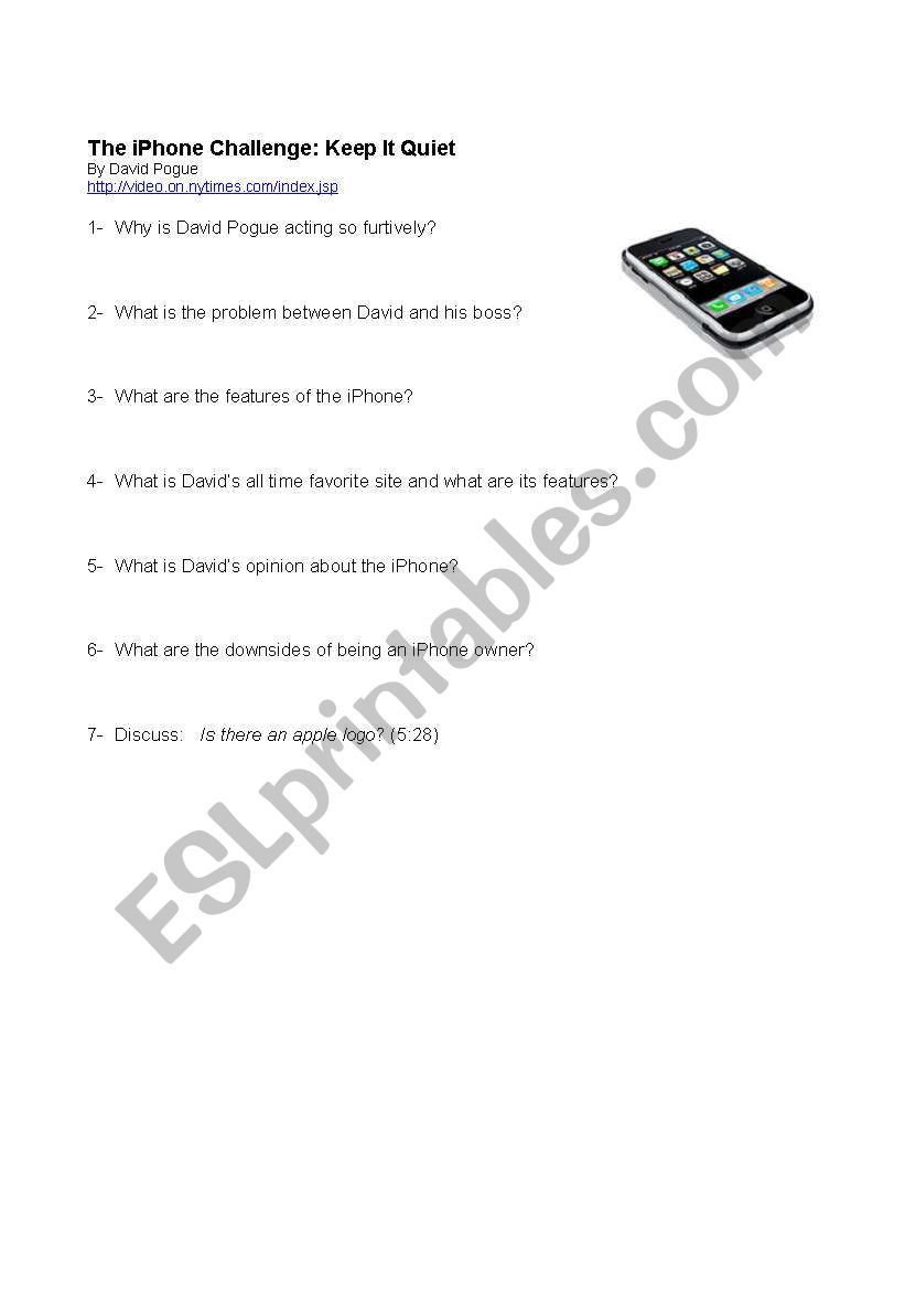 The IPHONE worksheet