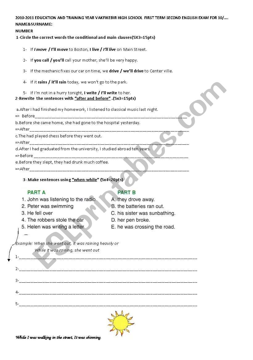 TEST worksheet