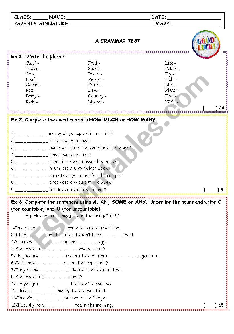 EXAM worksheet