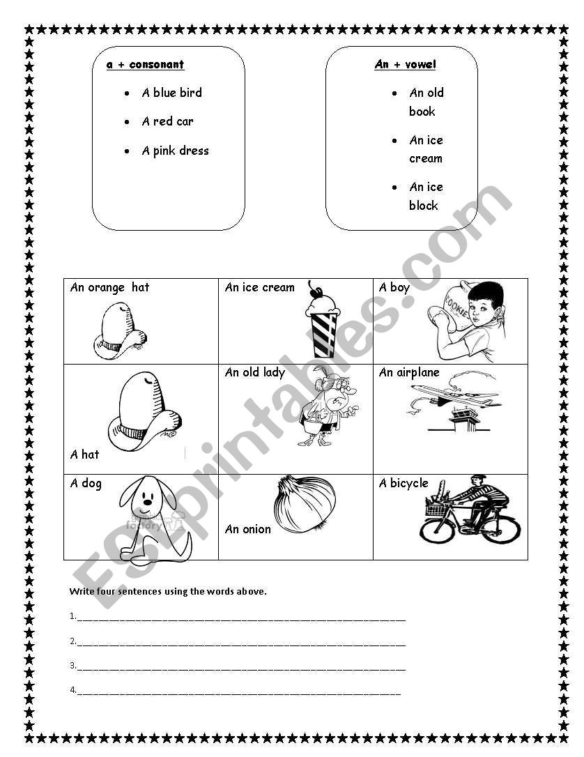 Articles a / an  worksheet