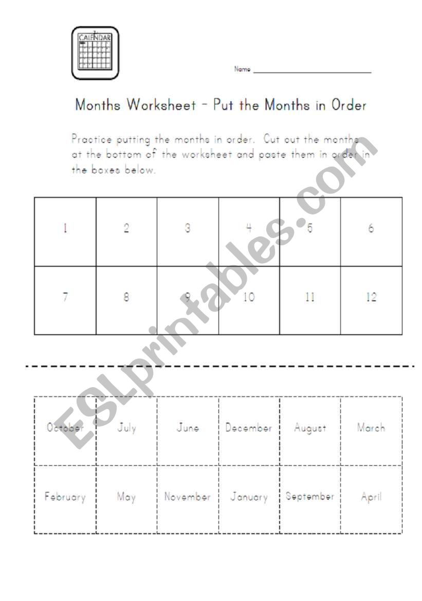 months worksheet