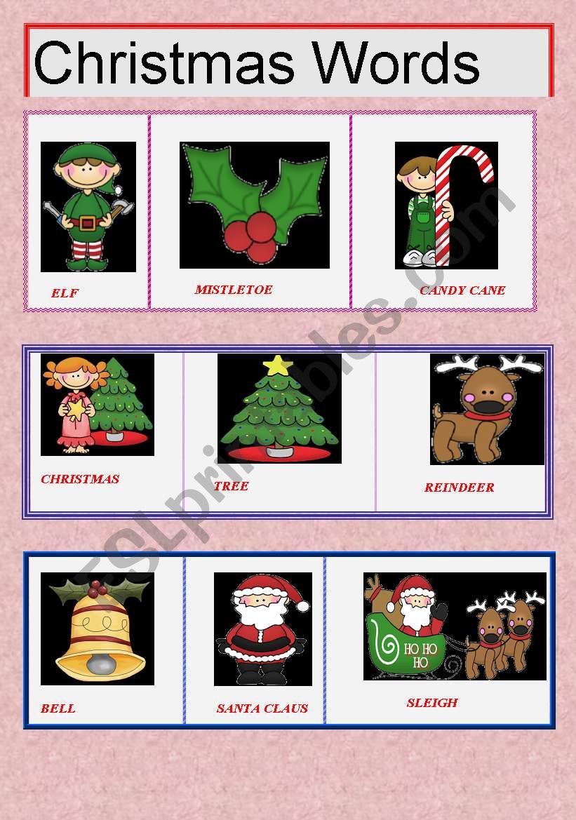 Christmas words worksheet