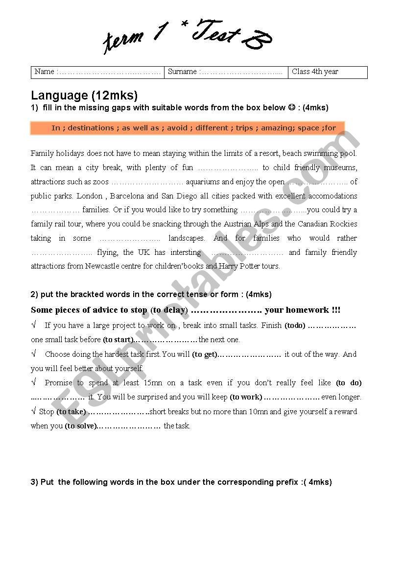 LANGUAGE ACTIVITIES worksheet