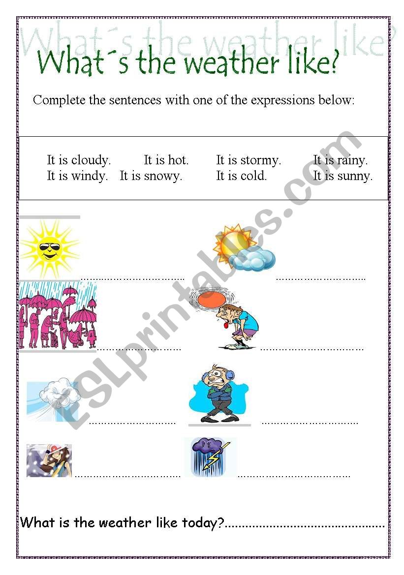 What´s the weather like today? - ESL worksheet by april